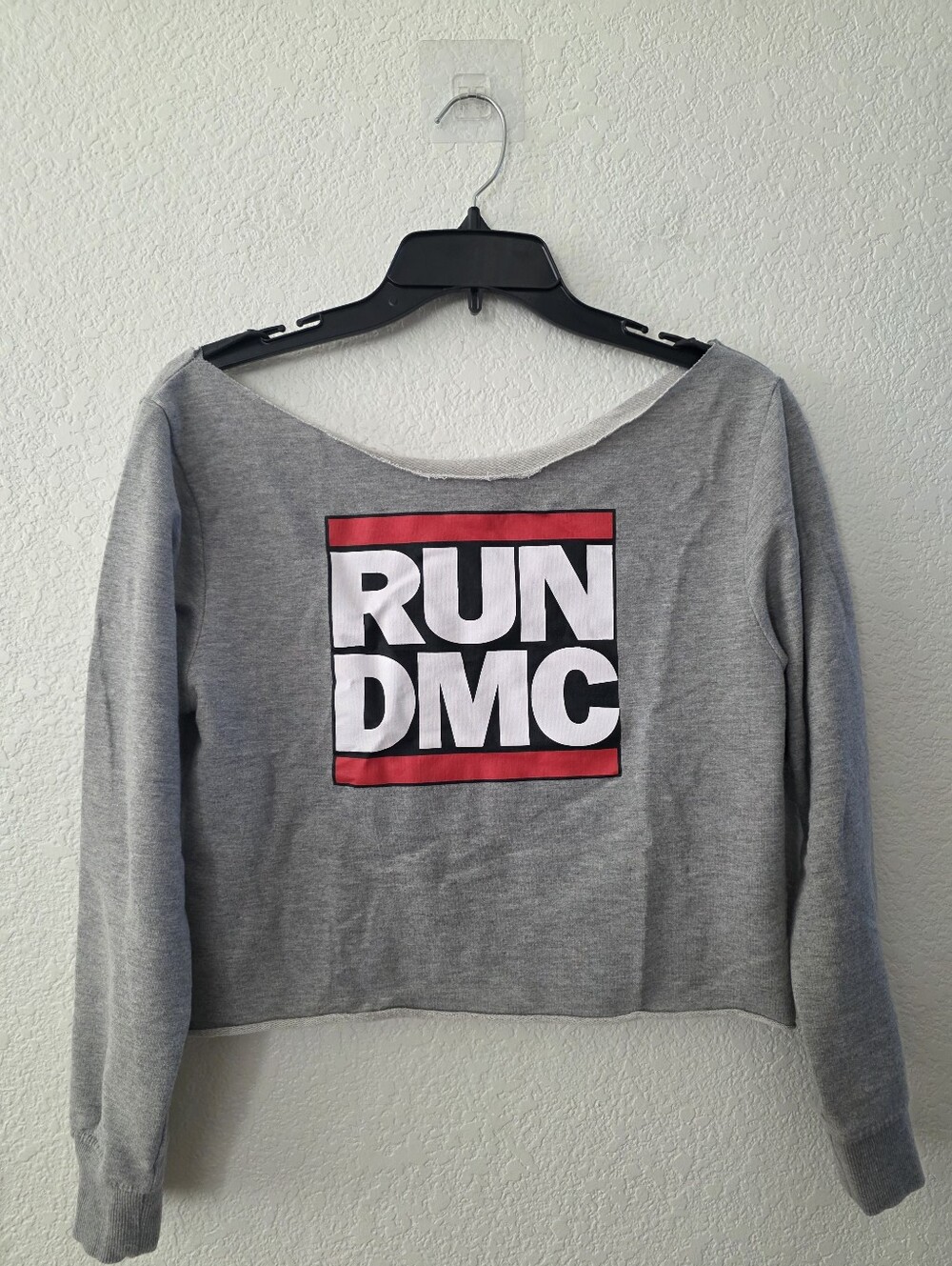 RUN DMC Grey Logo Cropped Sweatshirt S
